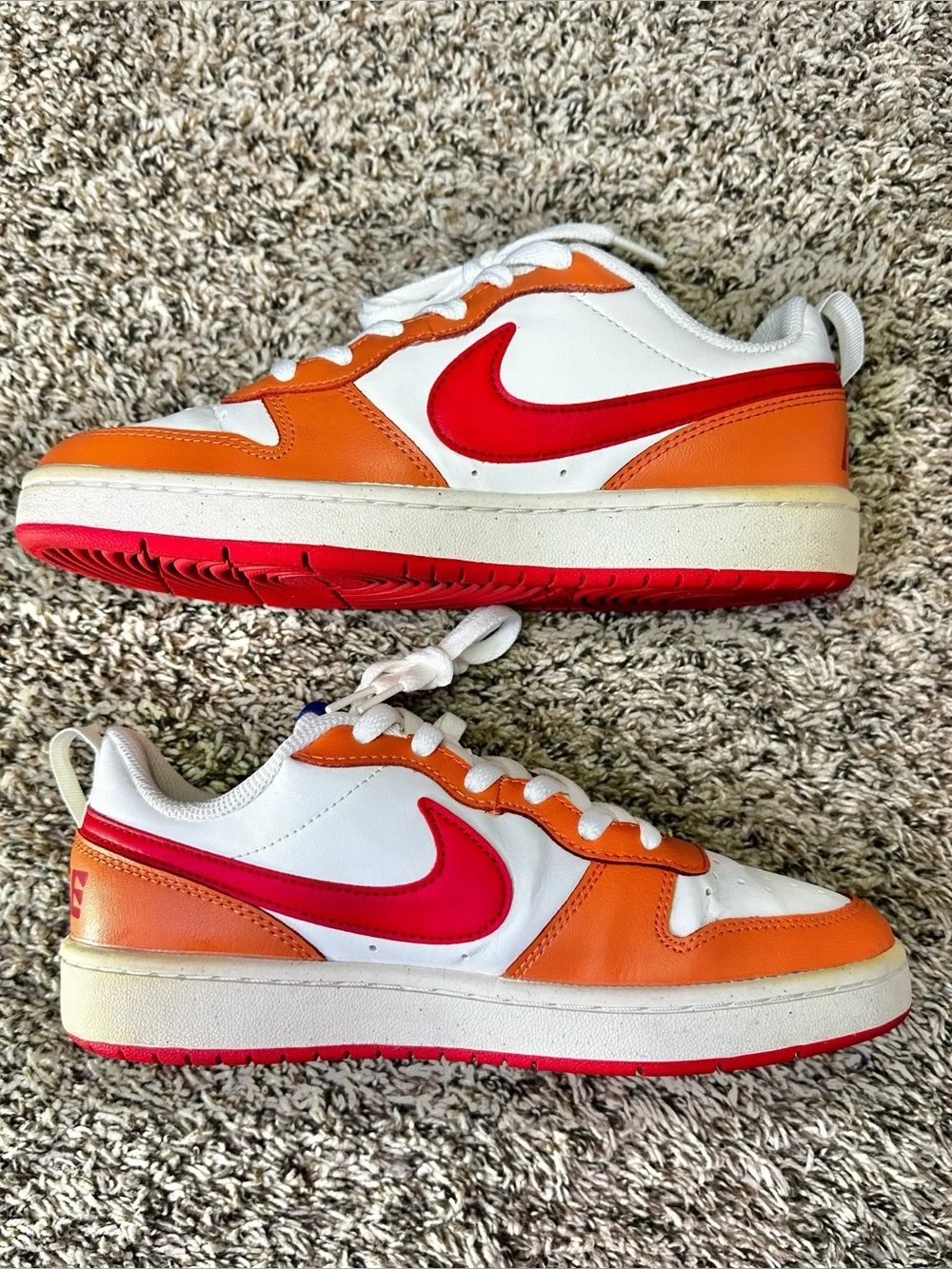 Nike Court Borough Low 2 Youth Size 5.5/7W Shoes‎ BQ5448-119 Sail Hot Curry/Red